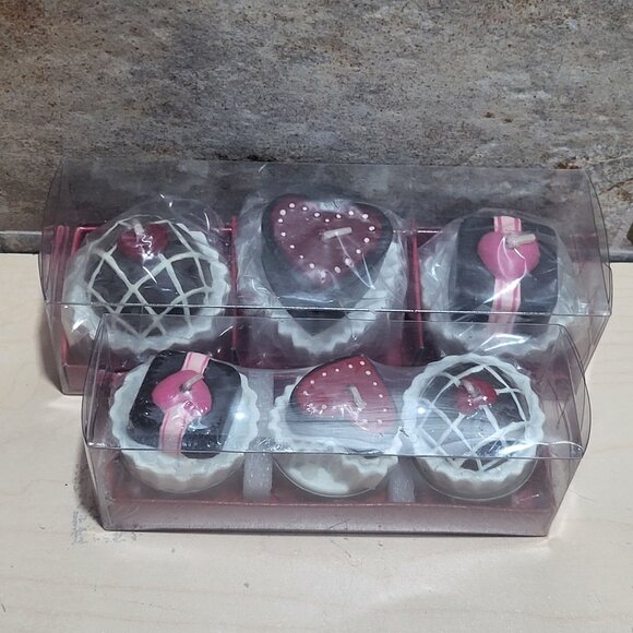 Decorative Truffles Heart Shaped Candy Chocolate Candle Gift Set Set of 2 - Picture 4 of 8